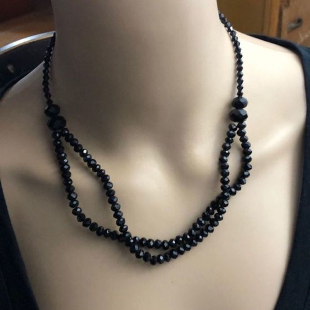 Beautiful black cut glass necklace